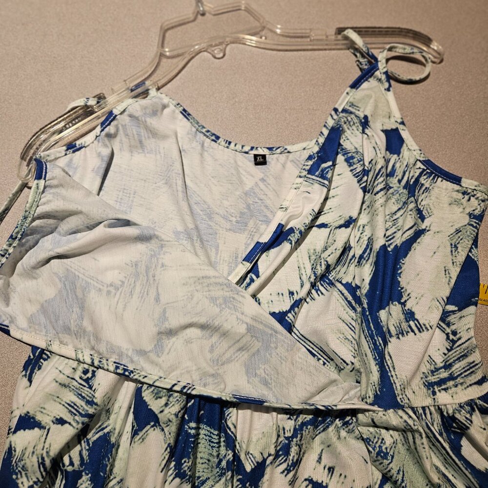 Nice Summer Dress, XL, blue green and white. - Picture 9 of 10
